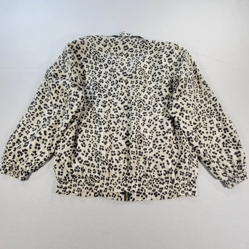 Fuda International Jacket Vintage 100% Silk Leopard Print 90s Y2K Women's XL